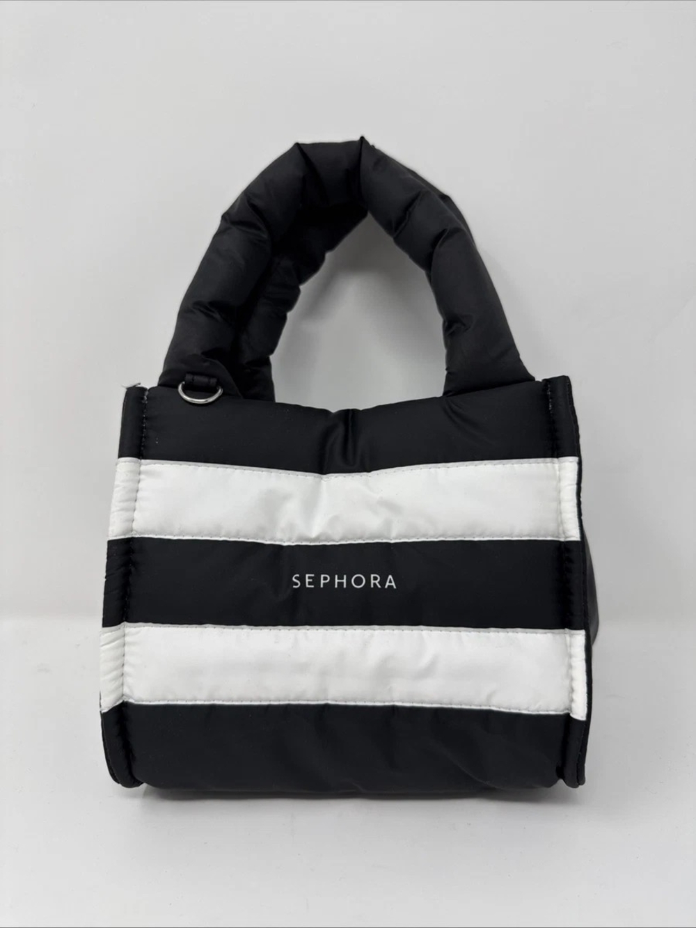 Sephora Black & White Striped Mini Puffer Bag